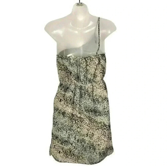 BCBGeneration Pink & Blue Dot Ruffle Printed One Shoulder Mini Dress S - Picture 2 of 4